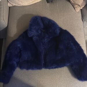 Luxurious Faux Fur Jacket - Deep Blue